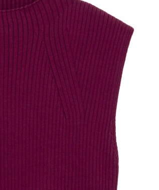 earth music&ecology ランダムリブボトルネックノースリーブニット Bordeaux