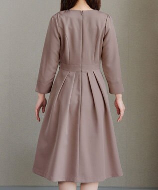 Tiaclasse L 【セレモニー・新色追加】アシメリボンベルトフレアワンピース モカ