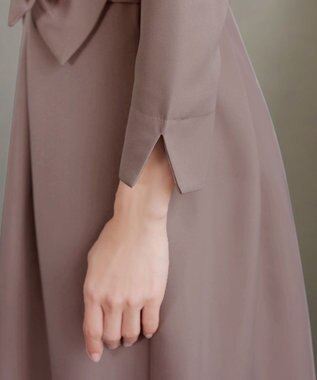 Tiaclasse L 【セレモニー・新色追加】アシメリボンベルトフレアワンピース モカ