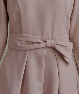 Tiaclasse L 【セレモニー・新色追加】アシメリボンベルトフレアワンピース モカ