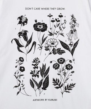Green Parks ■ＷＩＴＨ　ＫＵＲＵＭＩ．Ｎ　フラワーｐｔＴシャツ Off White