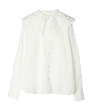 earth music&ecology ２ｗａｙ刺繍衿ブラウス Off White