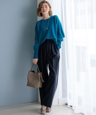 23区 【洗える】ピュアカシミヤ ドルマンスリーブ ニット ターコイズブルー系