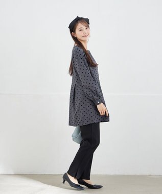 Tiaclasse 【洗える】フロッキードットチュニック チャコールグレー