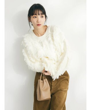 CRAFT STANDARD BOUTIQUE ボリュームフリンジニットプルオーバー Off White