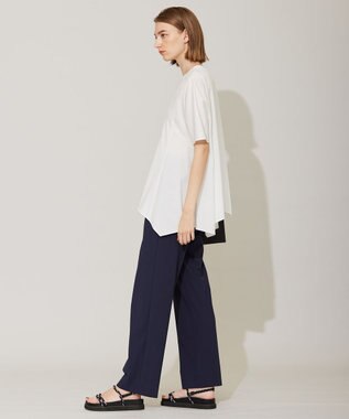 ICB 【洗える】ブラウスライクジャージー ハンカチーフヘムカットソー オフホワイト系