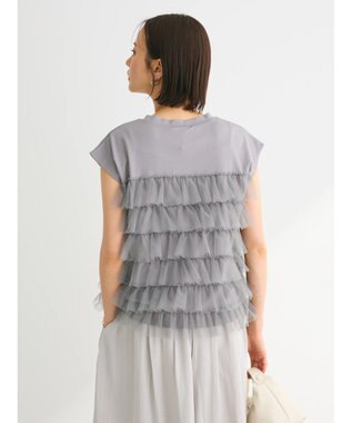 Green Parks フレンチスリーブチュールティアードプルオーバー Gray