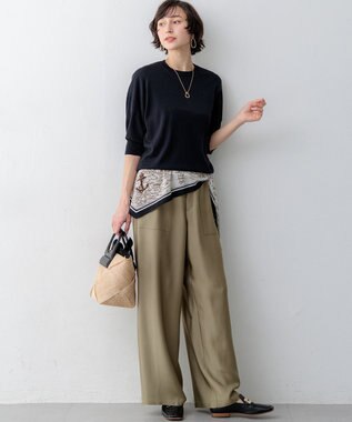 23区 【見上愛さん着用】キュプラコットン プルオーバー ニット ネイビー系