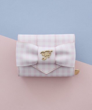 Maison de FLEUR ギンガムチェックＦリボンウォレット Pink