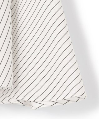 ICB L 【洗える】 リヨセルローン ペプラムブラウス オフホワイト×ブラック系