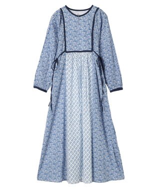 CRAFT STANDARD BOUTIQUE インド綿混エスニック切替ワンピース Blue