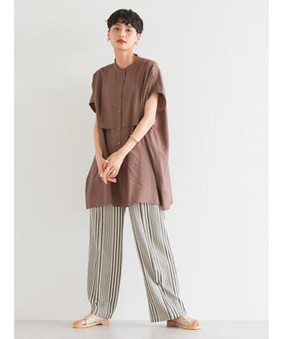 AMERICAN HOLIC ブザムフレンチスリーブバックオープンチュニック Brown