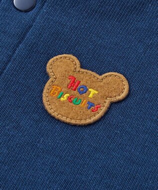 MIKI HOUSE HOT BISCUITS 【70-110cm】 接結天竺素材 ワンポイントカーディガン 紺