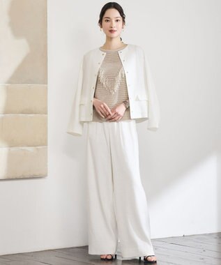 自由区 S リネンフリンジ ベスト ベージュ