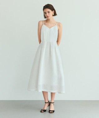 GRACE CONTINENTAL メッシュツイードキャミドレス ホワイト