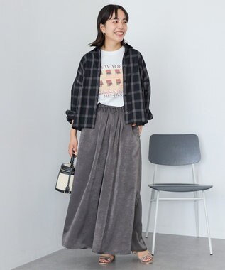 AMERICAN HOLIC 【選べる丈2サイズ】マットサテンスカーチョ Charcoal Gray