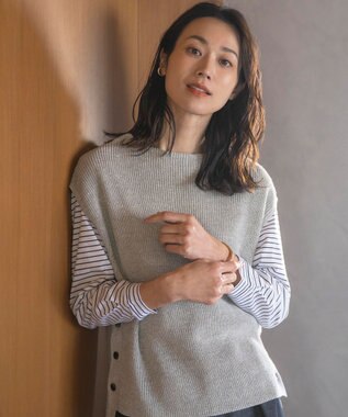 J.PRESS LADIES 【洗える】LINEN COTTON ニット ベスト ライトグレー系