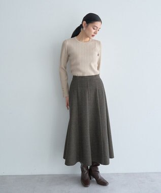 YECCA VECCA 袖釦クルーネックリブニット Light Blue