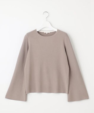 自由区 【セットアップ対応・洗える】レーヨンストレッチフレアスリーブ ニット Lモーブ系