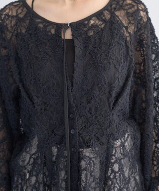 earth music&ecology レースフラワーブラウス Black