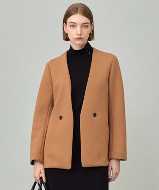 【洗える】コンパクトWフェイス ノーカラージャケット