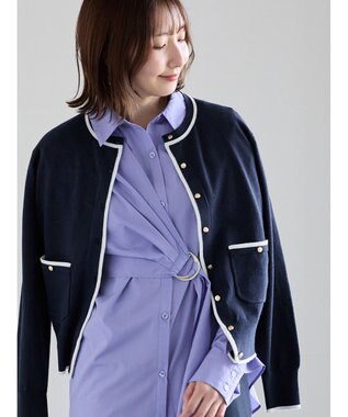 Te chichi ポケット付きクルーネックカーディガン