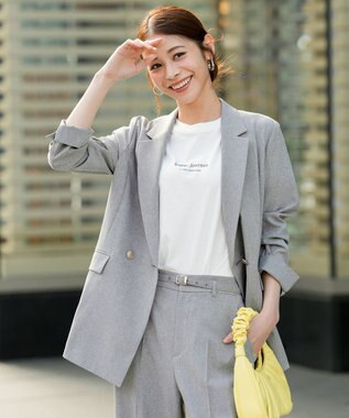 ANY SIS L 【BAILA掲載】スマートビューティストレッチテーラード ジャケット ライトグレーシャンブレー