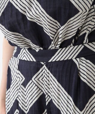 UCHINO クレープガーゼ ジオメトリックガウチョパンツ ダークブルー