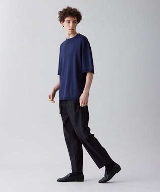 UNFILO MENS 【接触冷感】イージーケア ニット半袖Ｔシャツ [23年春夏商品] ネイビー