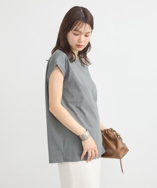 earth music&ecology 【接触冷感/洗濯機可】Ｑｕａｌｉｔｅ　Ｄｅ　ＶｉｅフレンチＴ Charcoal Gray