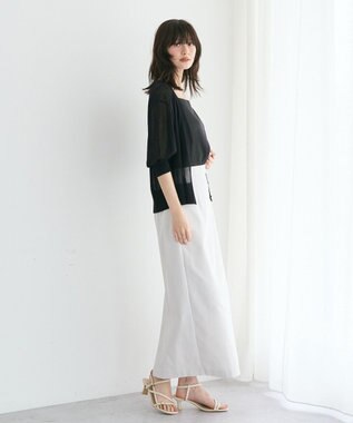 YECCA VECCA シアーニットVネックカーディガン Black