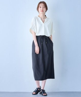 ANY ストレッチピケカシュクールカットソー ホワイト