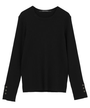 YECCA VECCA 袖釦クルーネックリブニット Light Blue