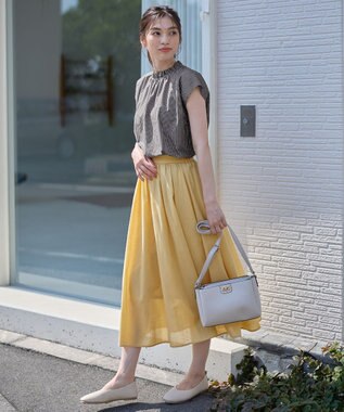 ANY 【大好評につき新色追加！/ウエストゴム】シャンブレーライクフレアスカート イエロー