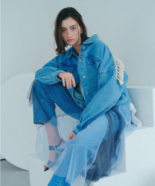 YECCA VECCA フリンジデニムジャケット Light Indigo