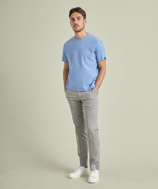 GOTAIRIKU 仕事で着られるTシャツ【サラサラ/よれにくい/透けにくい】キレイめ 鹿の子 ビズTシャツ サックスブルー系