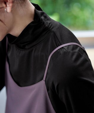 Tiaclasse 【安田美沙子さん着用・選べる4type】ハイネックカットソートップス 無地ブラック