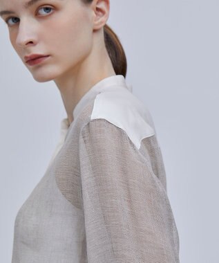 BEIGE， MATHIEU / バンドカラーシャツ Flax