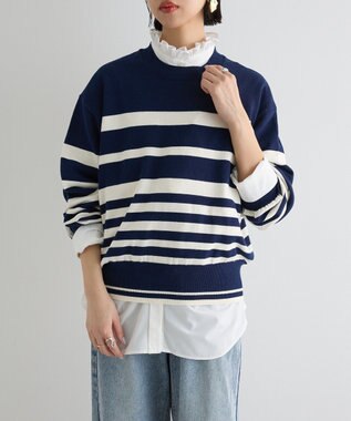 Green Parks スウェットライクニットプルオーバー Navy