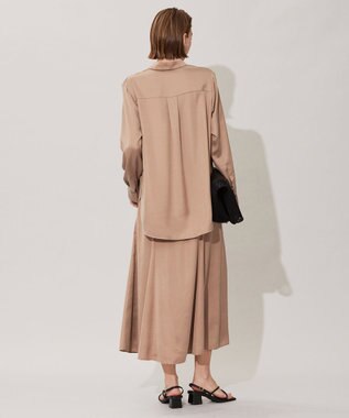 ICB 【洗える】 ルゼブフィブリルサテン スカート レディッシュブラウン系