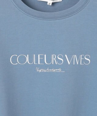 23区 L 【洗える】ボタニカル カラー Tシャツ ダルブルー系