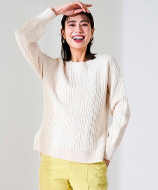 ANY SIS S ケーブル ニット プルオーバー アイボリー