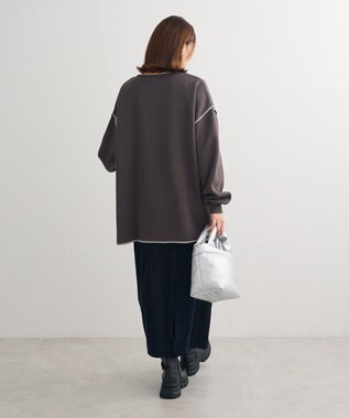Green Parks 裏起毛配色ステッチロゴチュニック Dark Gray