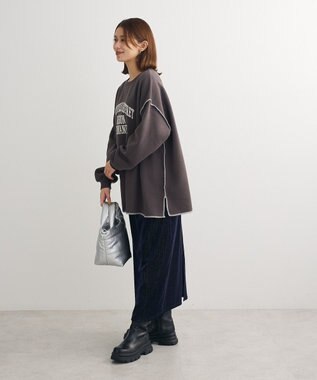 Green Parks 裏起毛配色ステッチロゴチュニック Dark Gray