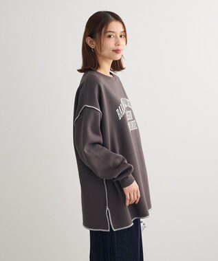 Green Parks 裏起毛配色ステッチロゴチュニック Dark Gray