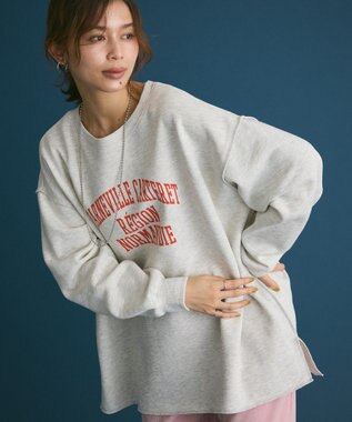 Green Parks 裏起毛配色ステッチロゴチュニック Oatmeal