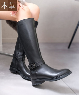 Pointer 本革ベルトデザイン 裏起毛 ロングブーツ