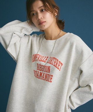 Green Parks 裏起毛配色ステッチロゴチュニック Oatmeal