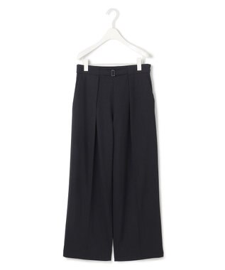 ICB 【洗える】ウール2WAYストレッチ ワイドストレートパンツ ブラック系