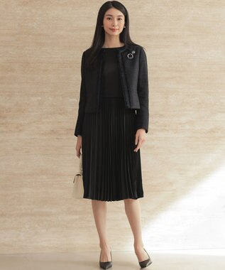 組曲 【KUMIKYOKU NAVY】ジャージーコンビプリーツ ワンピース ブラック系